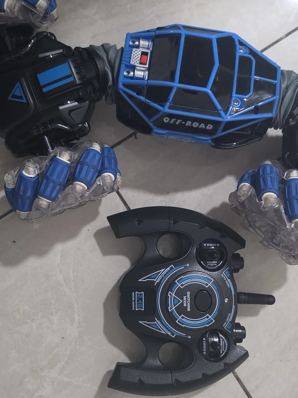 Blue Remote-Controlled Stunt Car for Kids